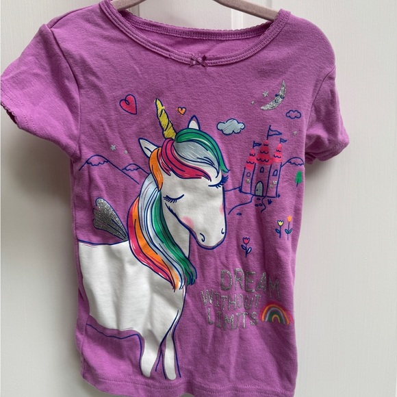 Carter's 3T Girls Purple Unicorn Dream Without Limits Short Sleeve Top Pajamas - Picture 1 of 6